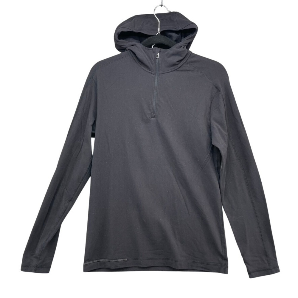 Lululemon Hooded Pullover Mens S‎ Black Quarter Zip Long Sleeve Performance Top